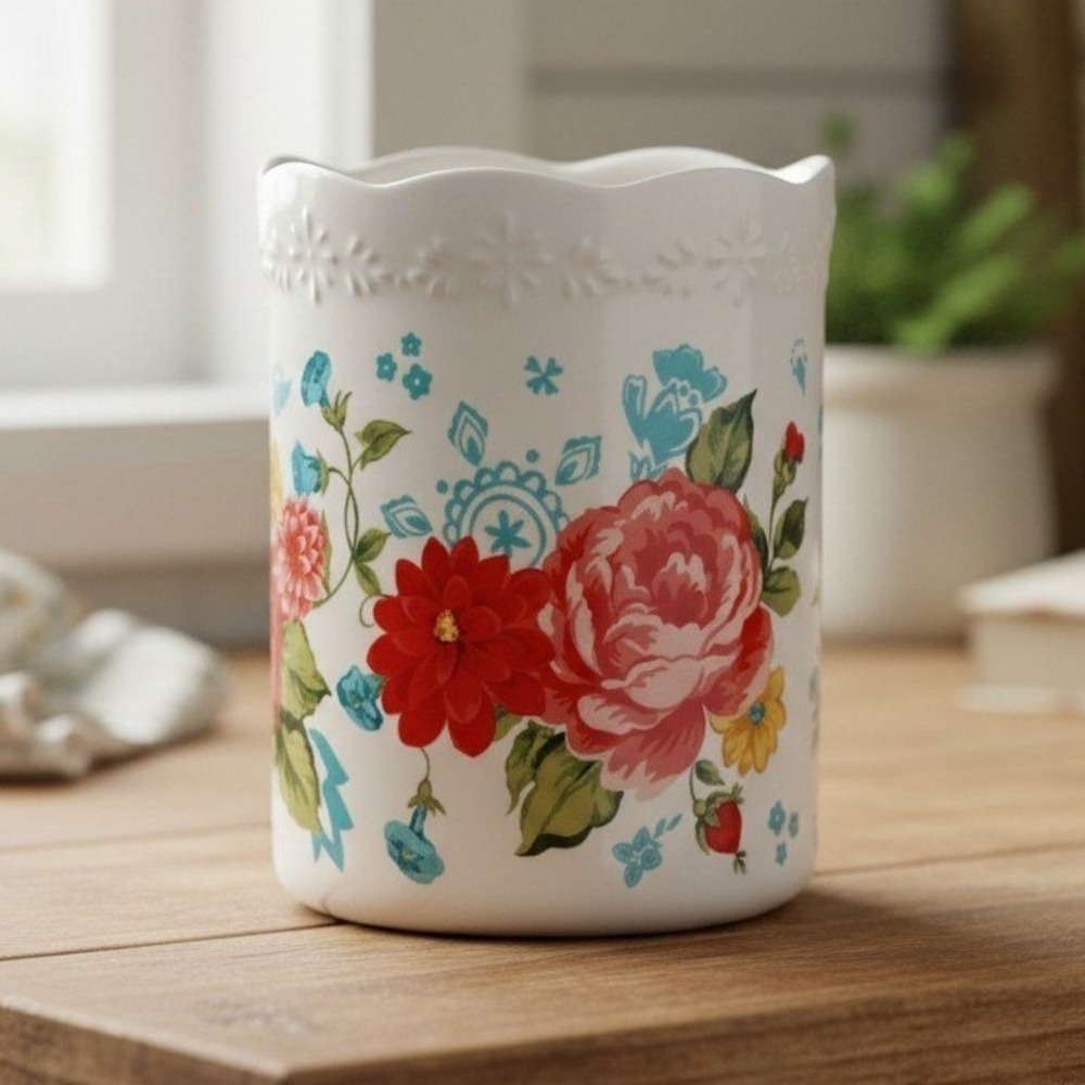 The Pioneer Woman PIONEER SWEET ROSE Ceramic Utensil Holder